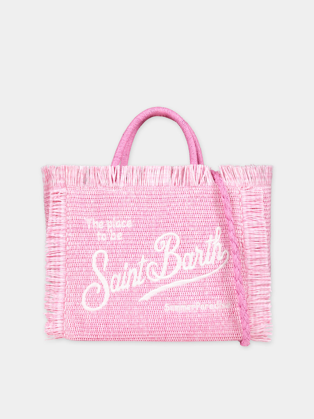 Pink beach bag for girl with logo